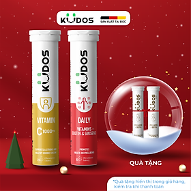 Combo Thực phẩm bảo vệ sức khỏe KUDOS DAILY VITAMINS PLUS BIOTIN & GINSENG + KUDOS VITAMIN C 1000MG (20 viên/tuýp)