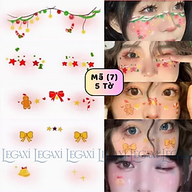 Set Hình Xăm Dán Má Hồng Tạm Thời Makeup Douyin Chủ Đề Mùa Đông, Tattoo Dán Mặt Chụp Ảnh Noel, Giáng Sinh, Năm Mới