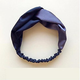 Băng đô turban nữ TB01D bản to phối màu xanh sẫm tím đậm