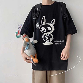 2 Color【M-5XL】Fashion Short Sleeve T-shirt Men Printed Rabbit Pattern Student Couple Short T-shirt Unisex T-shirt Summer New Style Oversize Couple Wear