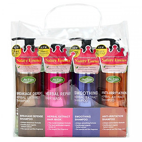 Bộ dầu gội thảo dược Organic tóc suôn mềm bóng mượt Jie Fen Delux Gift Set, Taiwan 4 x 250ml