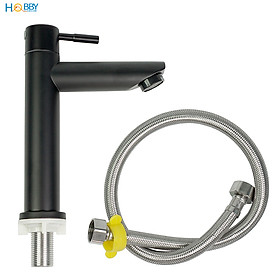 Mua Vòi nước xả chậu rửa Inox 304 sơn đen Hobby Home Decor LBL4D kèm dây cấp lạnh 60cm - vòi cấp lạnh và không rỉ sét