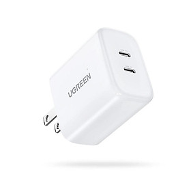 Ugreen UG90299CD243TK 40W Bộ sạc nhanh 2 cổng USB-C chuẩn cắm US Màu Trắng - HÀNG CHÍNH HÃNG