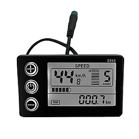 S866 Electric Bike LCD Display 24V 36V 48V E-Bike Electric Scooter Display Meter Control Panel with Waterproof Plug