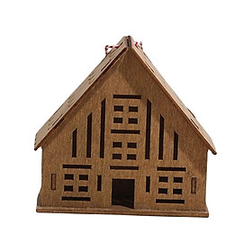 Christmas Wooden House Cabin Hanging Miniature for Party Home Decor