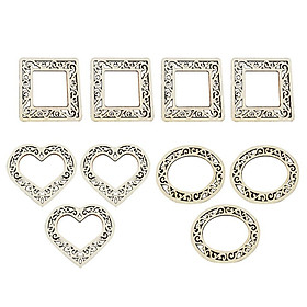 300x Cut Wood Frame Pieces Engraved Blank DIY Embellishments Art Decor