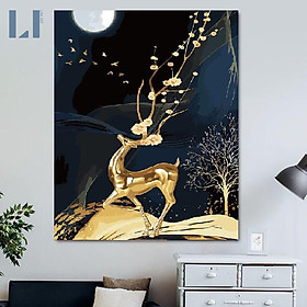 Tranh sơn dầu số hoá có khung LIM Art -Tranh tô màu theo số Hươu sao T4129