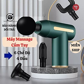 Máy massage cầm tay cổ vai gáy 4 đầu 6 chế độ, Máy đấm lưng rung mát xa giúp giãn cơ bắp đùi chân toàn thân