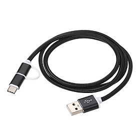 2-in-1 USB 2.0 Male to Type-C/Micro USB Nylon Braided Charge Cable Replacement For Huawei Samsung HTC Xiaomi etc. (1m,