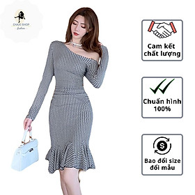 Đầm body đuôi cá lệch vai tay dài quyến rũ – D129252