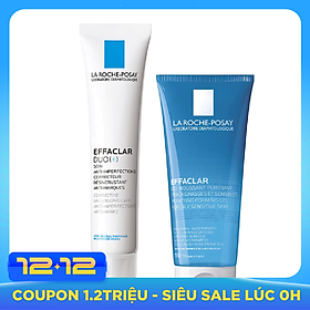 Combo Kem Dưỡng Giảm Mụn, Ngừa Vết Thâm, Se Nhỏ Lỗ Chân Lông La Roche-Posay Effaclar Duo+ M694050 (40ml) + Gel Rửa Mặt Dành Cho Da Dầu Nhạy Cảm La Roche-Posay Effaclar Purifying Foaming Gel 100771312 (50ml)