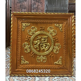 Tranh ngũ phúc lâm môn phong thủy đẹp long lanh kt mặt vuông 67×67×4cm 