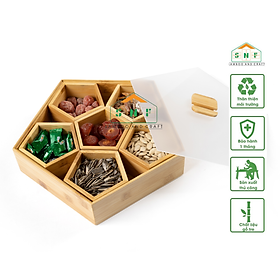 Mua Khay Đựng Mứt  Hộp Đựng Bánh Kẹo Tết  Hộp Quà Tết Bằng Gỗ Tre 5 Cánh Hoa Mai Hình Ngũ Giác - SNF Bamboo and Craft