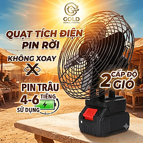 Quạt Tích điện Dùng Pin Rời 10 Cell 48V Metal Cố Định (Không Xoay)