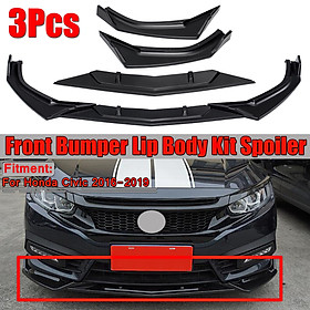 3PCS Front Bumper Lip Spoiler Splitter Protector Trim For Honda Civic 2016-2019