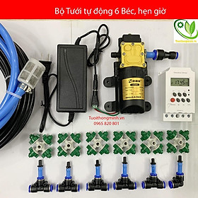 Bộ phun sương tự động, 6 béc 4 hướng tưới lan, làm mát