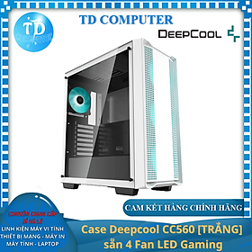 Mua Vỏ máy tính Case Deepcool CC560  TRẮNG  sẵn 4 Fan LED Gaming Kính cường lực (ATX  M-ATX  ITX) - Hàng chính hãng Viễn Sơn phân phối