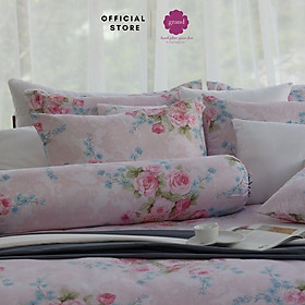 Mua Vỏ gối ôm lụa sateen  tơ thiên nhiên Hàn Quốc by GRAND  họa tiết vườn hoa hồng trang nhã