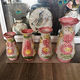 Mua Bình hoa bàn thờ sứ Hồng Sen chữ Phúc(4 size)  bình cắm bông