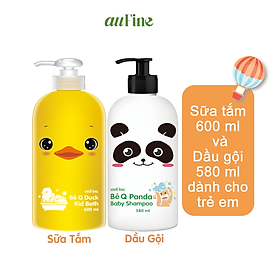 [COMBO] auFine Dầu gội trẻ em Bé Q Panda 580ml + Sữa tắm trẻ em Bé Q Duck 600ml