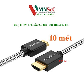 Cáp HDMI ORICO HD501-100-BK - chuẩn 2.0 4K/30Hz (dây dù) 10 mét - Hàng Chính Hãng