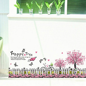 Decal trang trí dán tường hàng rào Happy Tree - HP332