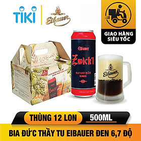 Hình ảnh [BIA ĐỨC_SINCE 1810] Thùng 12 Lon Bia Tươi Thầy Tu EIBAUER ZWICK'L NATURTRUB DUNKEL 6.7 Độ 500Ml/Lon - Hương Vị Độc Tôn Caramel Rang Cháy - Nhập Khẩu Chính Hãng