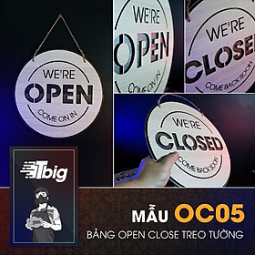 Bảng gỗ Open Closed treo cửa mẫu OC05 cắt laser 2 mặt trang trí decor sang trọng độc đáo