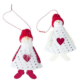 2pcs Christmas Snowman Santa Doll Xmas Tree Hanging Ornaments Gift Toys