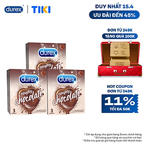 Bộ 3 Bao Cao Su Durex Naughty Chocolate - Hộp 3 chiếc