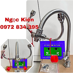 Vòi rửa mắt khẩn cấp kết hợp rửa tay inox 304 gắn vào lavabo