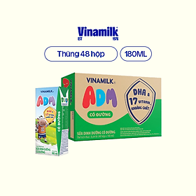 Sữa dinh dưỡng Vinamilk ADM Có Đường - Thùng 48 hộp 180ml