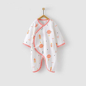 Body Buộc Dây cho bé chất Cotton Mềm Mịn quần áo sơ sinh Bé Trai Bé Gái mẫu Địa Cầu Hồng siêu dễ thương 0 đến 12 tháng