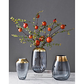 Mua Bình  Lọ thủy tinh cắm hoa cao cấp xám khói viền vàng sang trọng trang trí nhà cửa  trang trí Tết  decor (BH100)