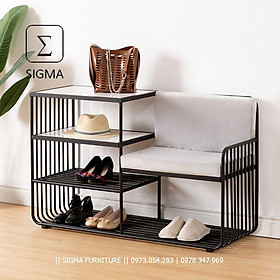 Mua Nội thất SIGMA - Ghế kết hợp Tủ giày Phong cách BẮC ÂU _ Khung Thép sơn tĩnh điện bọc đệm nỉ cao cấp