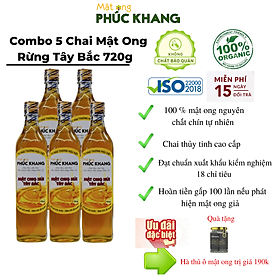 5 chai Mật ong nguyên chất hoa rừng tây bắc Phúc Khang- Hàng Chính Hãng