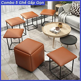 Mua Ghế Đôn Đa Năng Kèm Bánh Xe Di Chuyển - Combo 5 Ghế Đôn Phòng Khách Cao Cấp