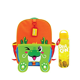 Combo Balo Sáng Tạo TOONYKIDS Cá Nhân Hóa và Bình Nước Rồng Ngựa TN00423-005 [Tặng Kèm Sticker