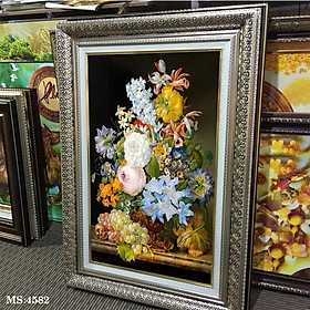 Tranh hoa treo tường phong cách cổ điển Châu âu. Tranh in trên chất liệu vải canvas cao cấp, khung gỗ composit. MS 4582