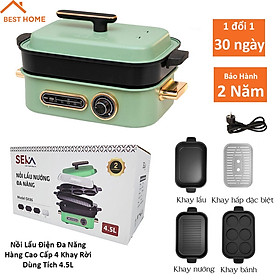 Mua Hàng Chính Hãng DORON - Mẫu mới 4 Khay Rời  Bếp Nướng Lẩu Điện Không Khói Chống Dính 4 in 1 Cao Cấp - Bếp Đa Chức Năng