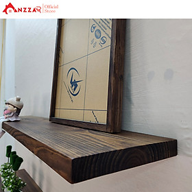 Kệ gỗ gắn tường bằng vít âm đẹp, kệ gỗ thông nguyên khối trang trí Anzzar-KG01 - DxRxC=100x20x3cm