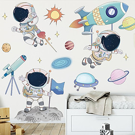 Decal dán tường trang trí phòng khách, quán cafe- Phi hành gia- mã sp LV72