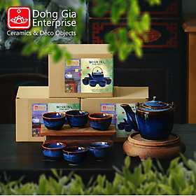 Mua Bộ ấm dáng mới Đông Gia -màu men hỏa biến tự nhiên xanh sóng biển 8094