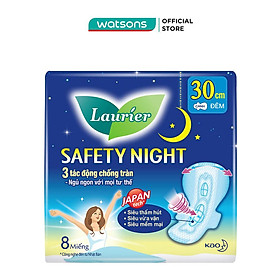 Hình ảnh Băng Vệ Sinh Laurier Safety Night Tác Động Chống Tràn 30cm 8 Miếng