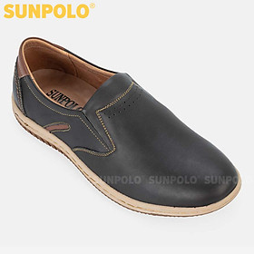 Giày Nam, Giày Lười da Bò SUNPOLO SPH423 (Xanh navy, Nâu)