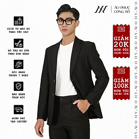 Áo suit vest công sở may đo, thiết kế hai hàng khuy đơn viền tròn, BASIC-JACKET-4 kiểu dáng Slim Fit, phong cách thanh lịch - HY.WO