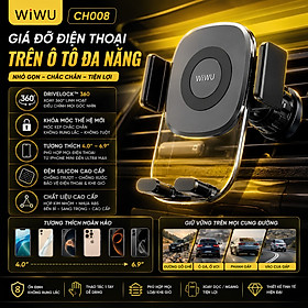 Giá đỡ điện thoại DriveLock 360° trên ô tô xe hơi WIWU CH008 CAO CẤP KẸP TRỌNG LỰC TỰ ĐỘNG CHỐT MÓC KHÓA iPhone Samsung Xiaomi Oppo - Hàng nhập khẩu