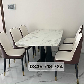 Mua Bàn ăn mặt đá cẩm thạch nhân tạo chân chéo chữ x kết hợp ghế Monet  Bộ bàn ăn mặt đá 4 ghế  6 ghế  8 ghế