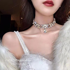 Choker đính đá lấp lánh sang chảnh, dây chuyền nữ cá tính, trang sức đeo cổ sang trọng, vòng cổ thời trang