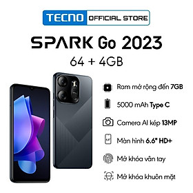Điện thoại Tecno SPARK GO 2023 4GB/64GB - Helio A22 | 5000 mAh | 6,6" HD+| Cảm ứng vân tay | Hàng chính hãng | Bảo hành chính hãng 13 tháng